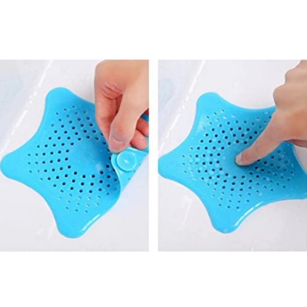 Aura Living Gear Pack of 6_Star-Shaped Silicone Sink Filter – Hair Catcher And Drain Strainer (Color: Assorted )
