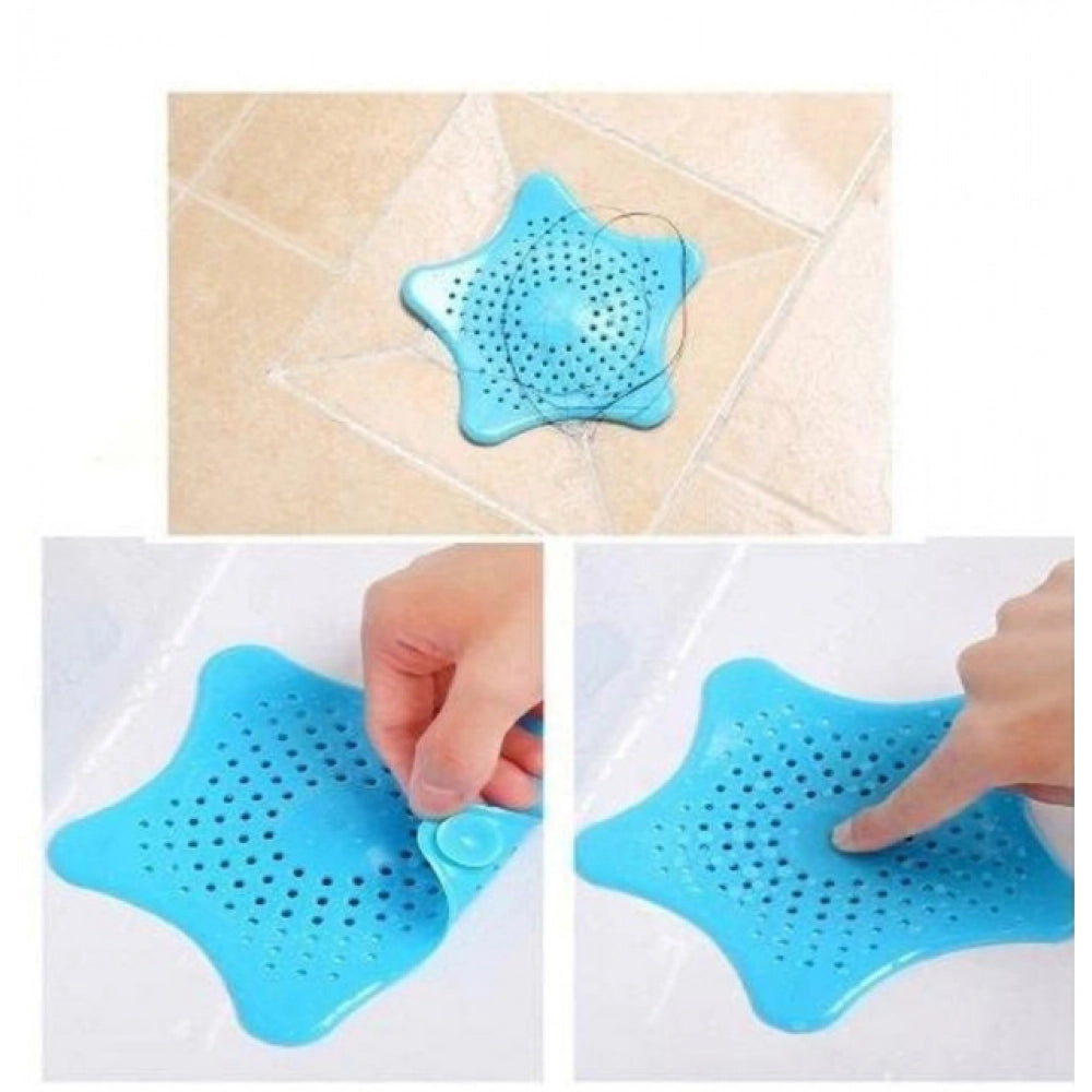 Aura Living Gear Pack of 6_Star-Shaped Silicone Sink Filter – Hair Catcher And Drain Strainer (Color: Assorted )