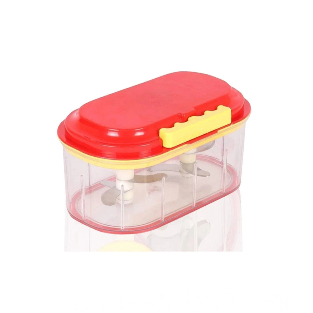 Aura Living Gear Pack Of 2_Twin Bowl Dual-Blade Hand Chopper | Manual Food Processor for Vegetables And Fruits (Color: Assorted )