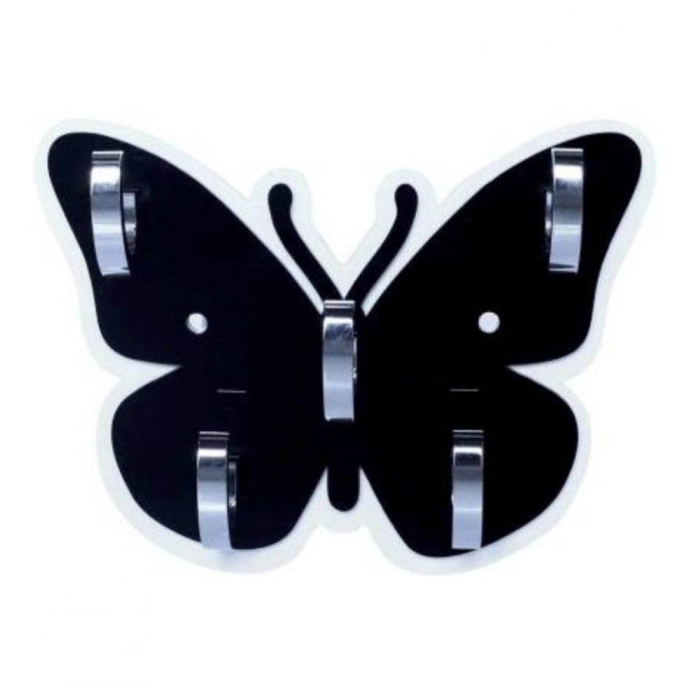 Aura Living Gear Pack Of 2_Butterfly Key Holder – Decorative Wall Mount Key Organizer (Color: Black)