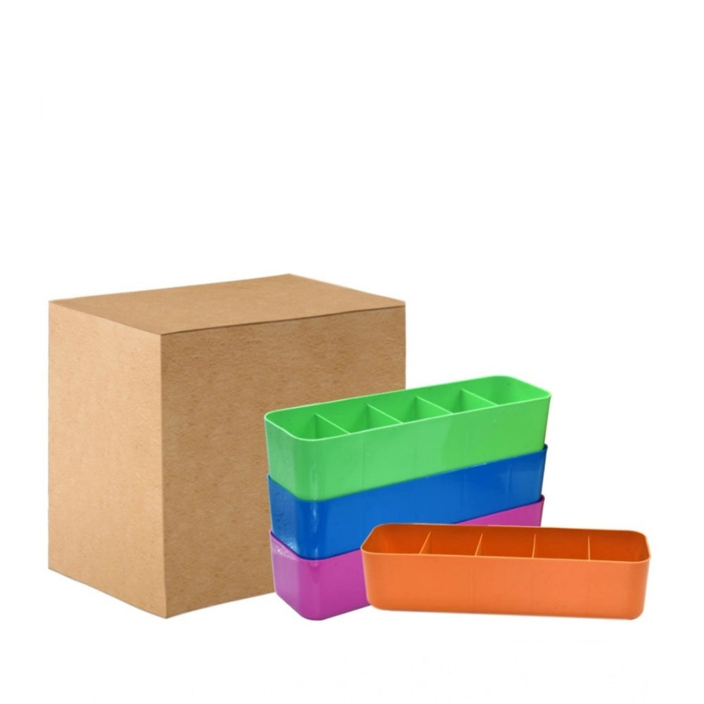 Aura Living Gear Pack Of 2_Socks Organizer Tray – 4-Piece Set | Quick 5-Section Storage Trays for Drawer Organizing | Sorting Tray for Socks, Accessories And Closet Storage (Color: Assorted )