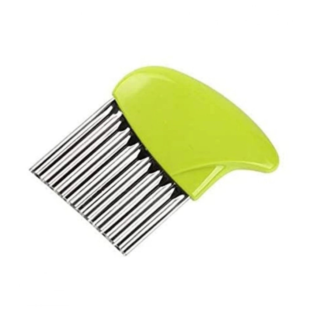 Aura Living Gear Pack Of_5 Wave Shape Stainless Steel Potato Cutter And Slicer – (Color: Assorted )