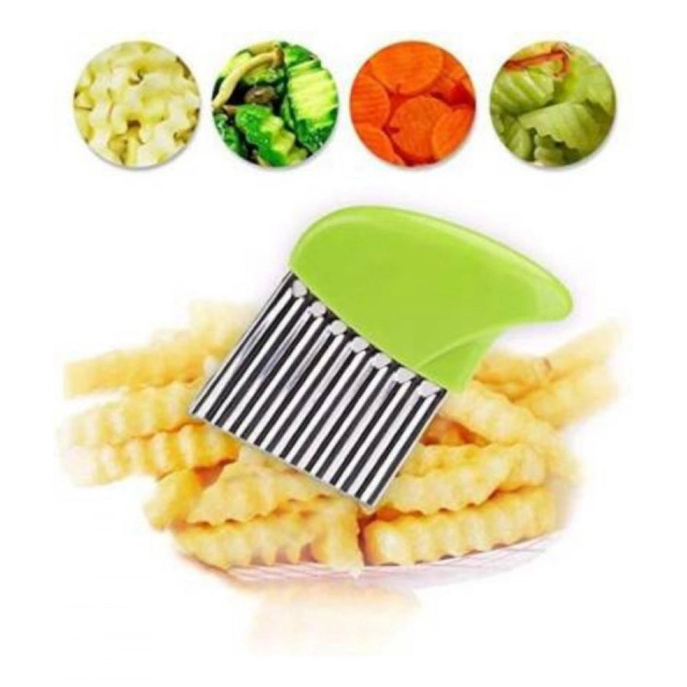 Aura Living Gear Pack Of_5 Wave Shape Stainless Steel Potato Cutter And Slicer – (Color: Assorted )