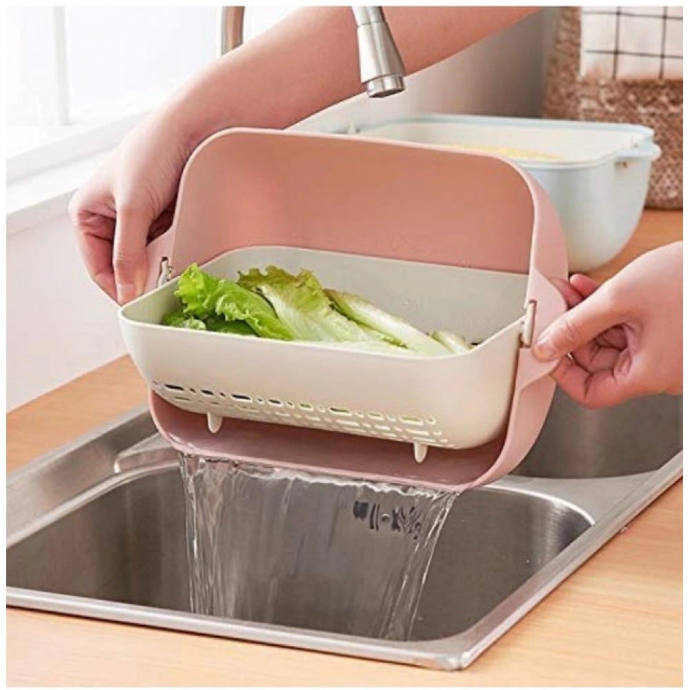 Aura Living Gear Pack Of 2_Multi-Purpose Kitchen Basket – Ideal for Straining, Sieving, Washing And Holding Fruits or Foods (Color: Assorted )