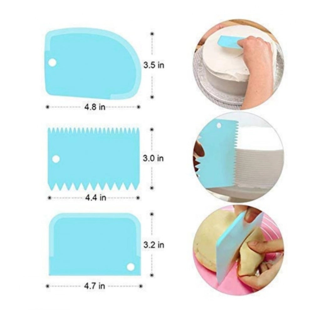 Aura Living Gear Pack of 5_Plastic Dough And Cake Scraper Set – 3 Pieces (Color: Assorted))