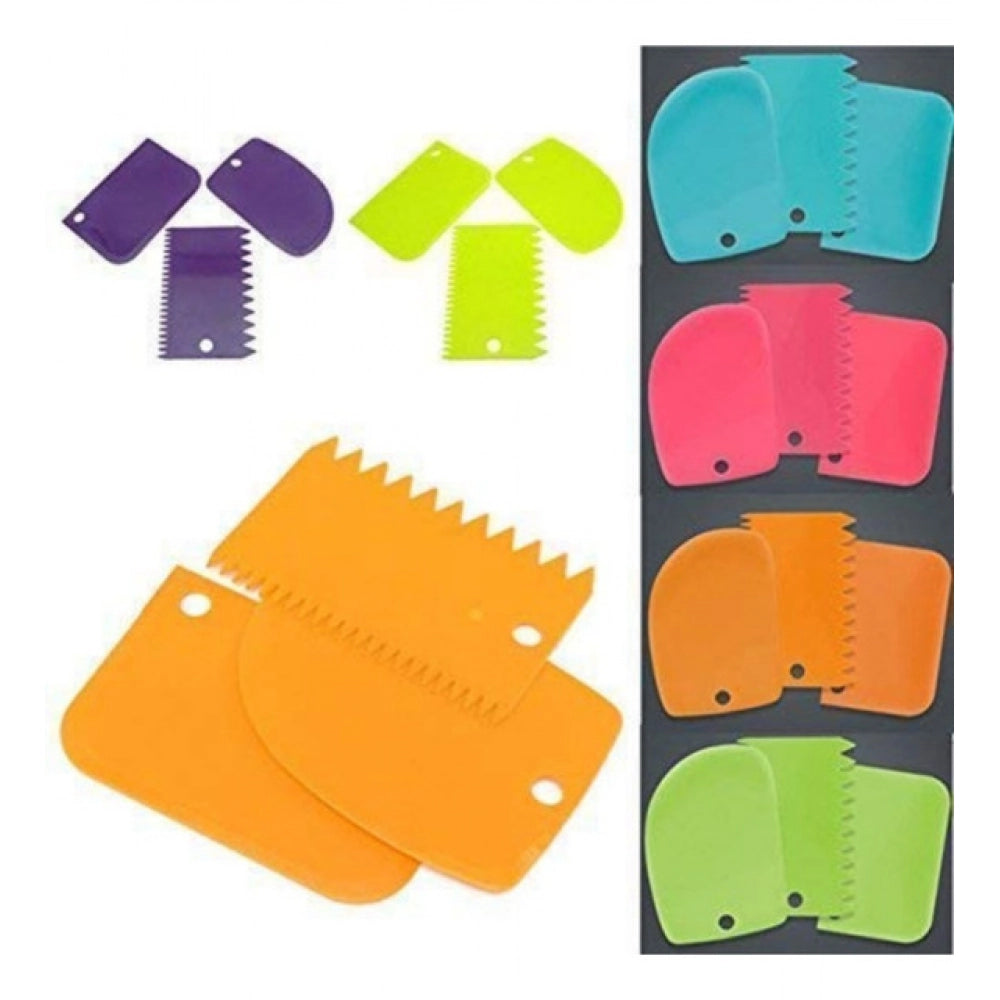 Aura Living Gear Pack of 5_Plastic Dough And Cake Scraper Set – 3 Pieces (Color: Assorted))