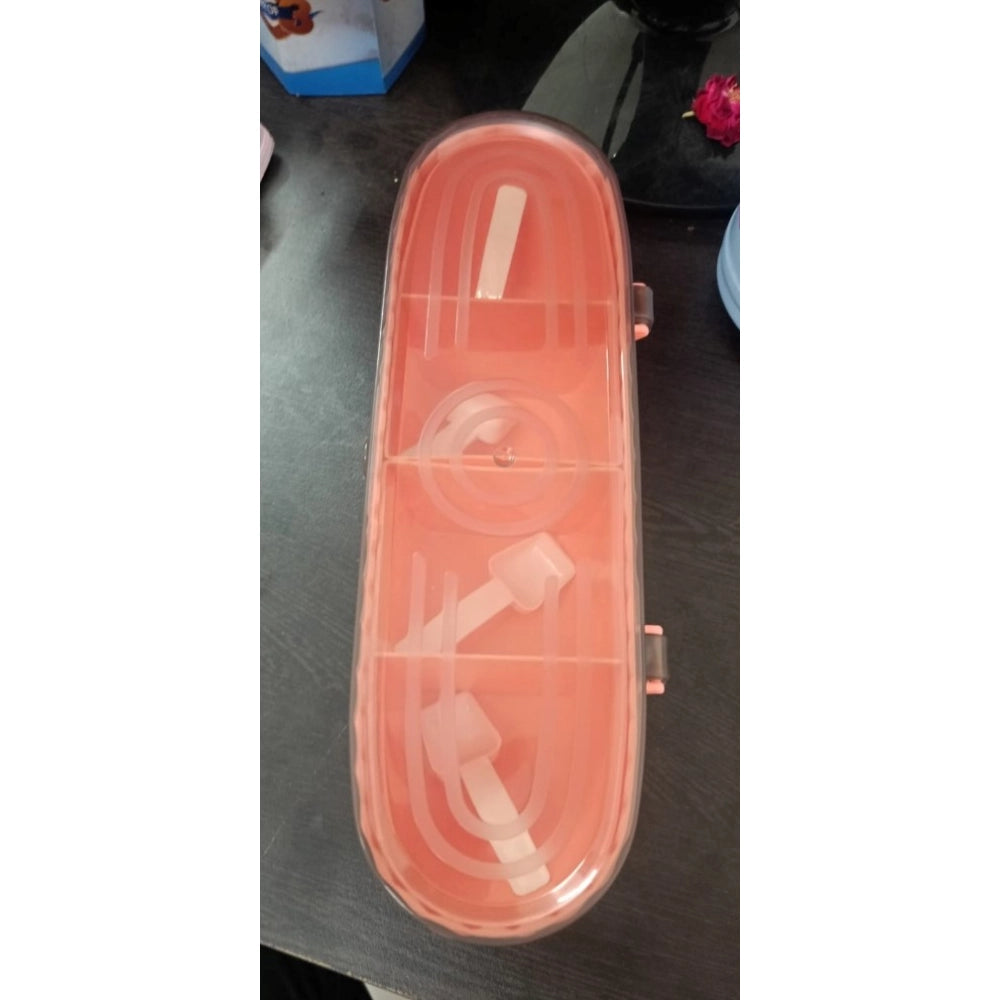 Aura Living Gear Plastic 4 Grid Design Made In India Container with Spoon (Multicolor)