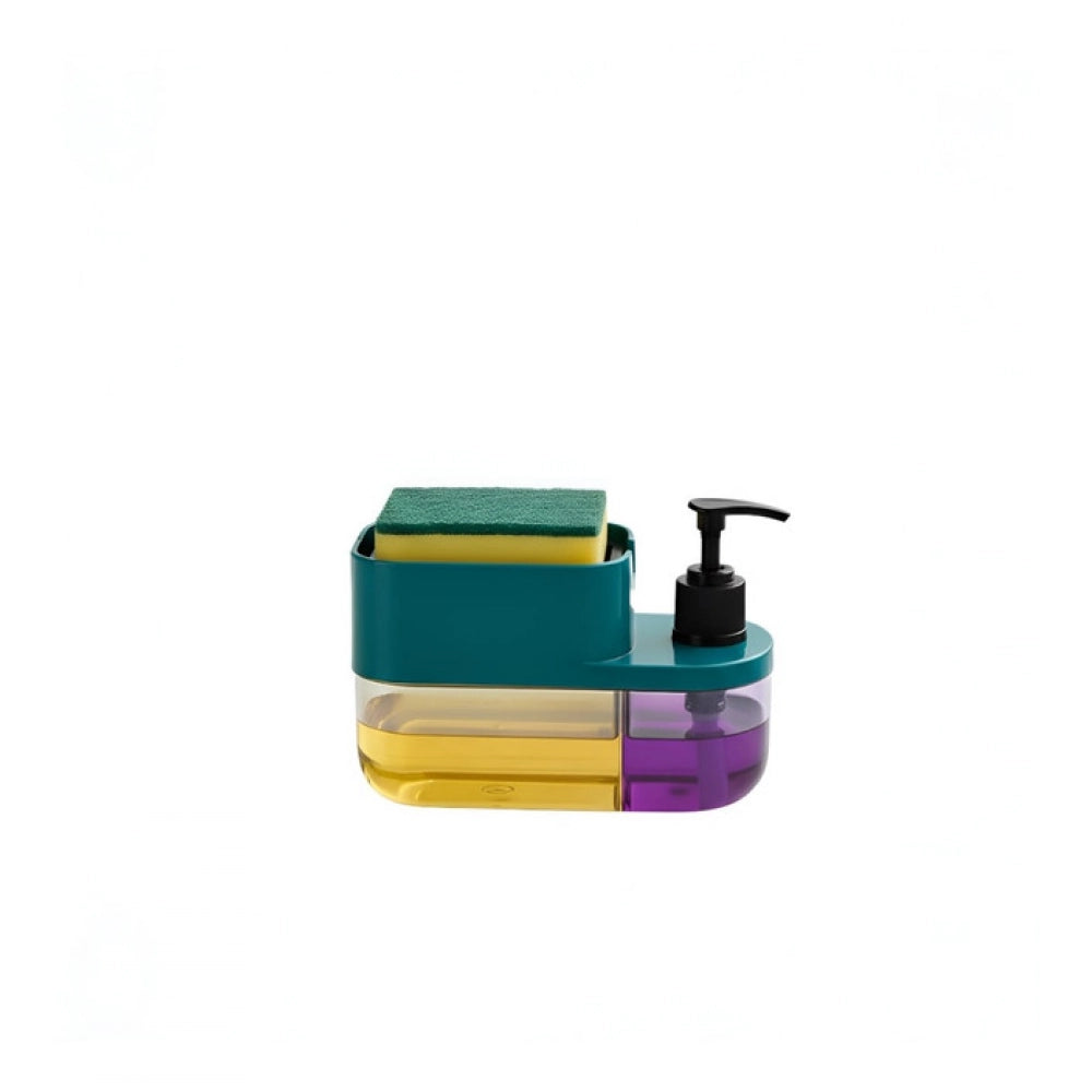 Aura Living Gear Plastic 3-in-1 Liquid Soap Dispenser with Sponge Soap Holder (Multicolor)