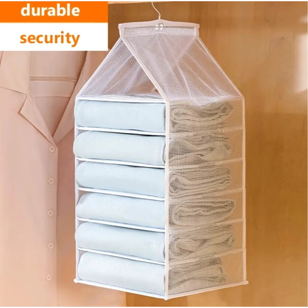 Aura Living Gear Hanging Foldable Fabric Closet Organizer with 6 Shelves