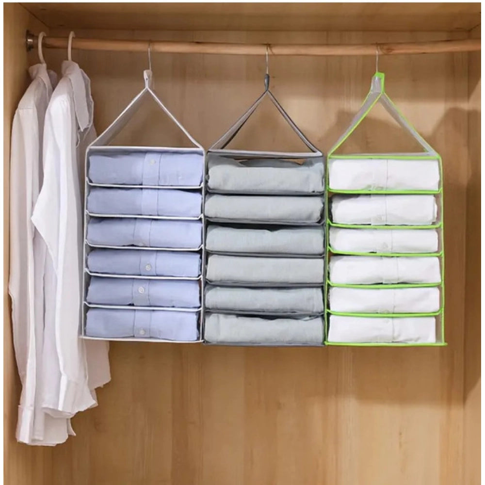 Aura Living Gear Hanging Foldable Fabric Closet Organizer with 6 Shelves