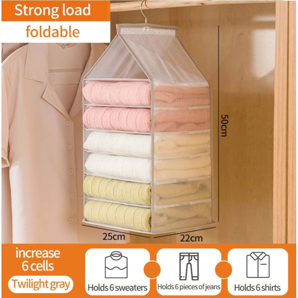 Aura Living Gear Hanging Foldable Fabric Closet Organizer with 6 Shelves