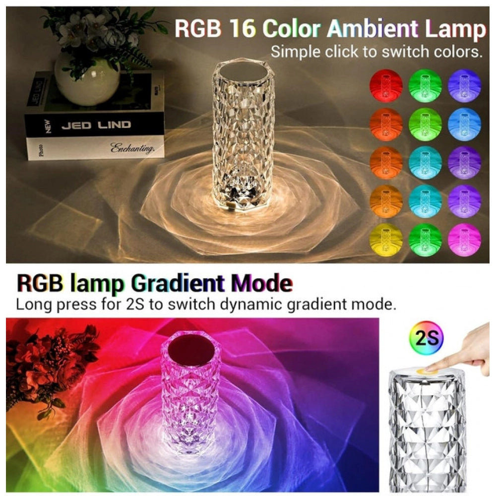 Aura Living Gear Crystal plastic LED Rose Lamp – Crystal Diamond Design