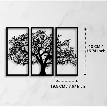 Generic Wooden 3 Pieces Tree Wall Art Panel Frame for Home Decor