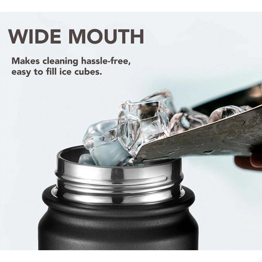 Generic 1000 Ml Double Wall Insulated Stainless Steel Water Bottle With Flip Lid (Black)