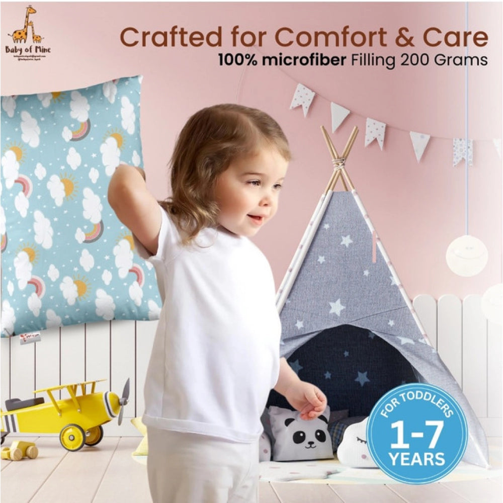 Generic Soft Plush Printed Baby Infant Pillow for Kids Age 1 To 5 Years (Sky Blue)