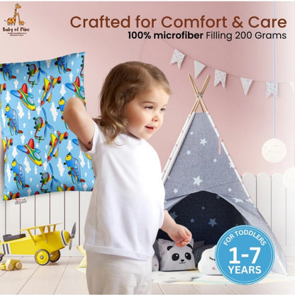 Generic Soft Plush Printed Baby Infant Pillow for Kids Age 1 To 5 Years (Blue)