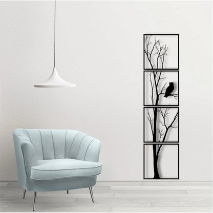 Generic 7 Decore Unique Vertical Tree Wall Art – 4 Piece Wooden Panel Set (Black) - Aura Living Gear