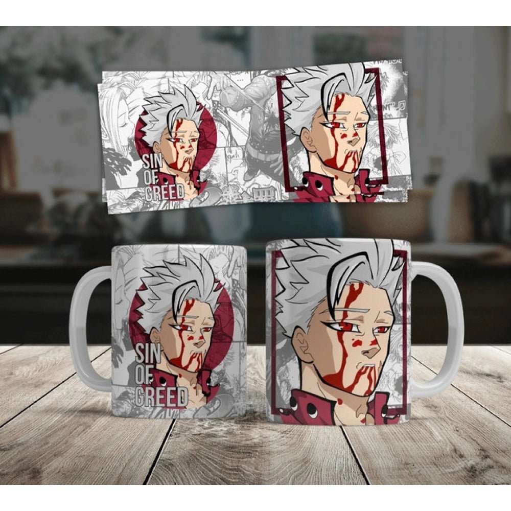 Generic Anime Ban (Sin of Greed) Ceramic Printed Coffee Mug (White) - Aura Living Gear