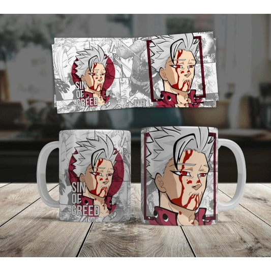 Generic Anime Ban (Sin of Greed) Ceramic Printed Coffee Mug (White) - Aura Living Gear