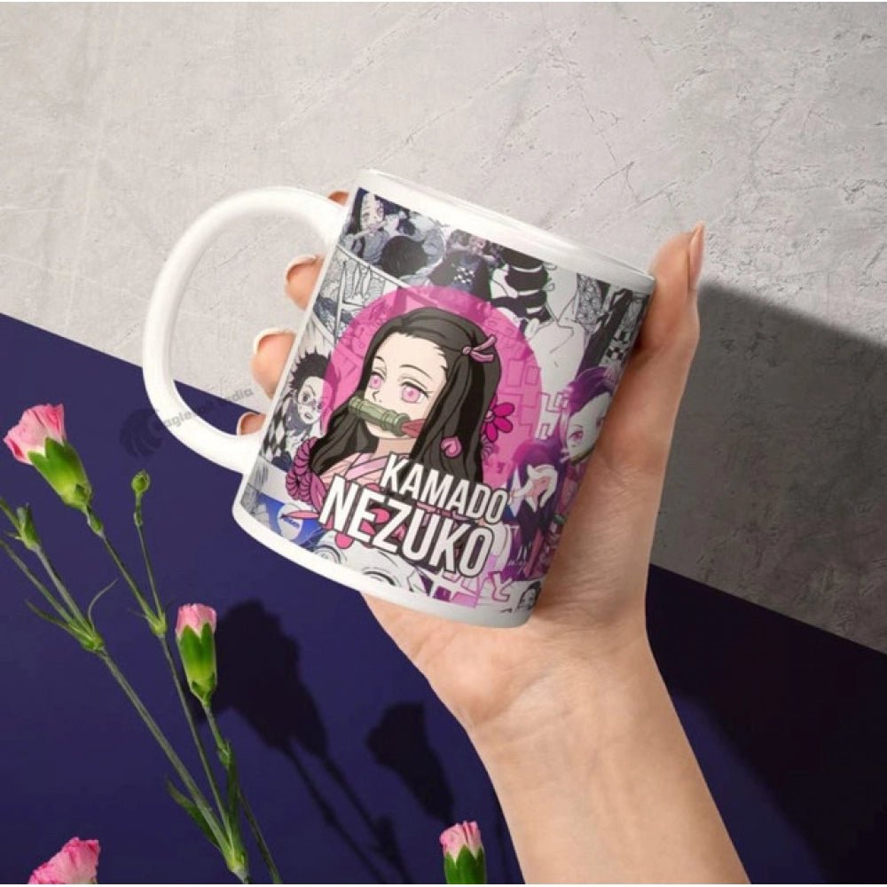 Generic Anime Kamado Nezuko Ceramic Printed Coffee Mug (White) - Aura Living Gear
