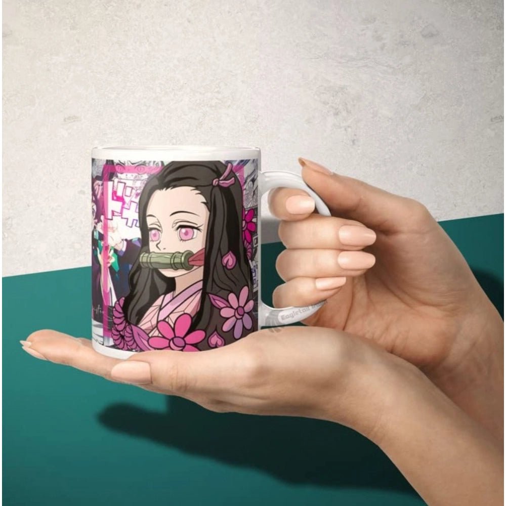 Generic Anime Kamado Nezuko Ceramic Printed Coffee Mug (White) - Aura Living Gear