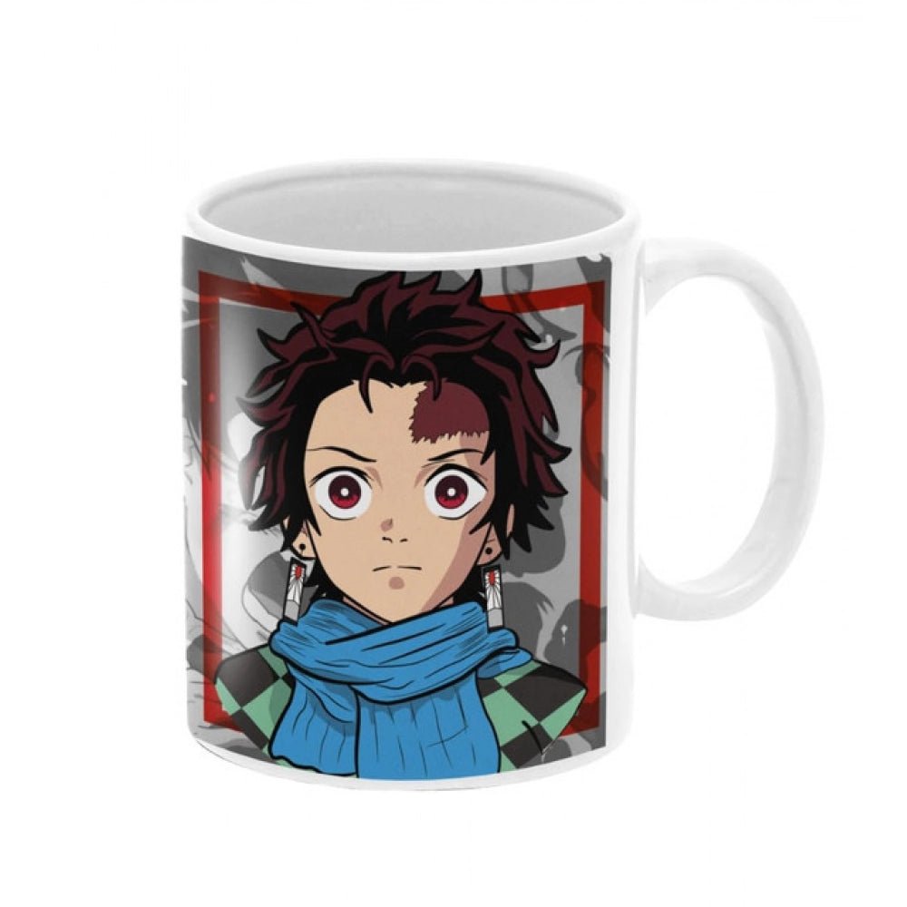 Generic Anime Kamado Tanjiro Ceramic Printed Coffee Mug (White) - Aura Living Gear