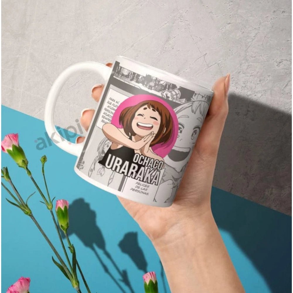 Generic Anime Ochaco Uraraka Ceramic Printed Coffee Mug (White) - Aura Living Gear