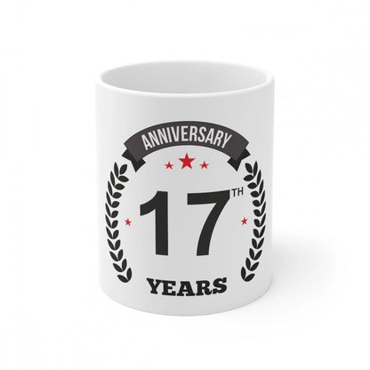Generic Ceramic 17th Anniversary Printed Coffee Mug (Color: White, Capacity:330ml) - Aura Living Gear