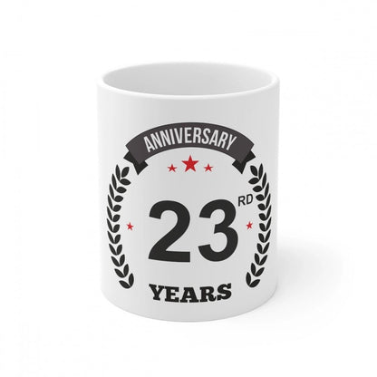 Generic Ceramic 23rd Anniversary Printed Coffee Mug (Color: White, Capacity:330ml) - Aura Living Gear