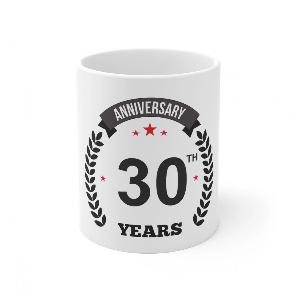 Generic Ceramic 30th Anniversary Printed Coffee Mug (Color: White, Capacity:330ml) - Aura Living Gear