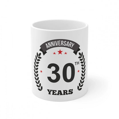 Generic Ceramic 30th Anniversary Printed Coffee Mug (Color: White, Capacity:330ml) - Aura Living Gear