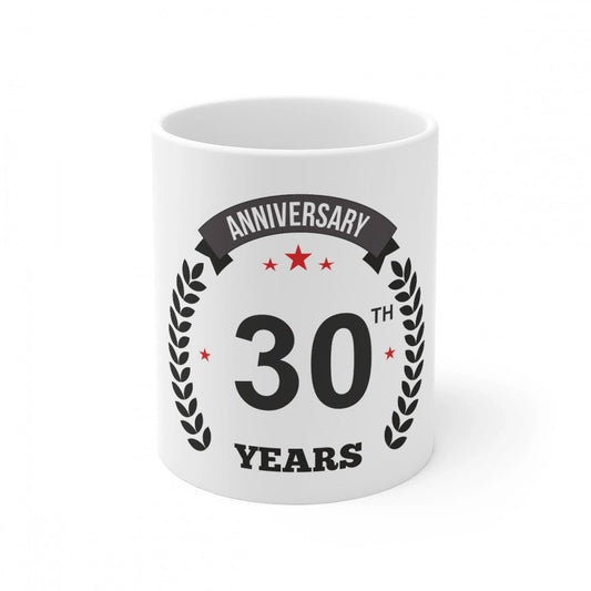 Generic Ceramic 30th Anniversary Printed Coffee Mug (Color: White, Capacity:330ml) - Aura Living Gear