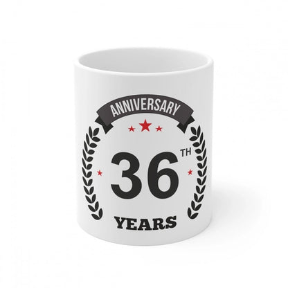 Generic Ceramic 36th Anniversary Printed Coffee Mug (Color: White, Capacity:330ml) - Aura Living Gear