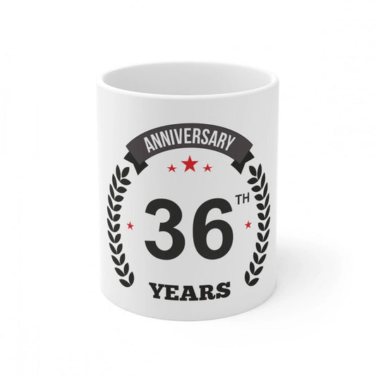 Generic Ceramic 36th Anniversary Printed Coffee Mug (Color: White, Capacity:330ml) - Aura Living Gear