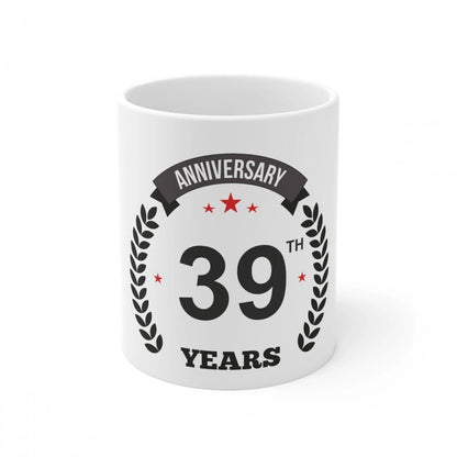Generic Ceramic 39th Anniversary Printed Coffee Mug (Color: White, Capacity:330ml) - Aura Living Gear