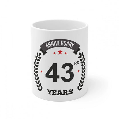 Generic Ceramic 43rd Anniversary Printed Coffee Mug (Color: White, Capacity:330ml) - Aura Living Gear