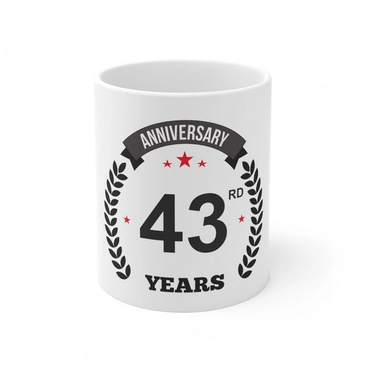 Generic Ceramic 43rd Anniversary Printed Coffee Mug (Color: White, Capacity:330ml) - Aura Living Gear