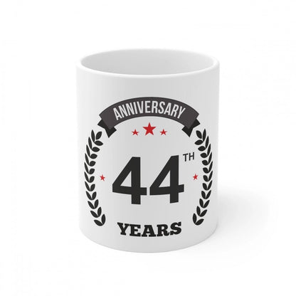 Generic Ceramic 44th Anniversary Printed Coffee Mug (Color: White, Capacity:330ml) - Aura Living Gear