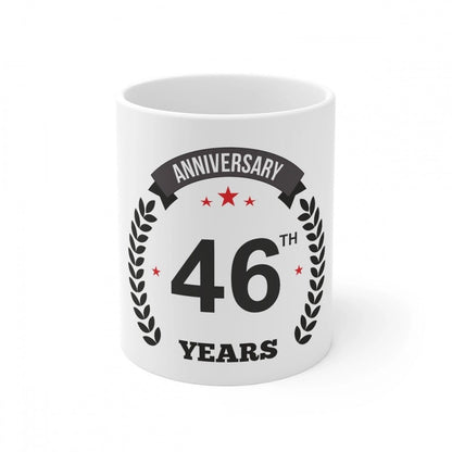 Generic Ceramic 46th Anniversary Printed Coffee Mug (Color: White, Capacity:330ml) - Aura Living Gear