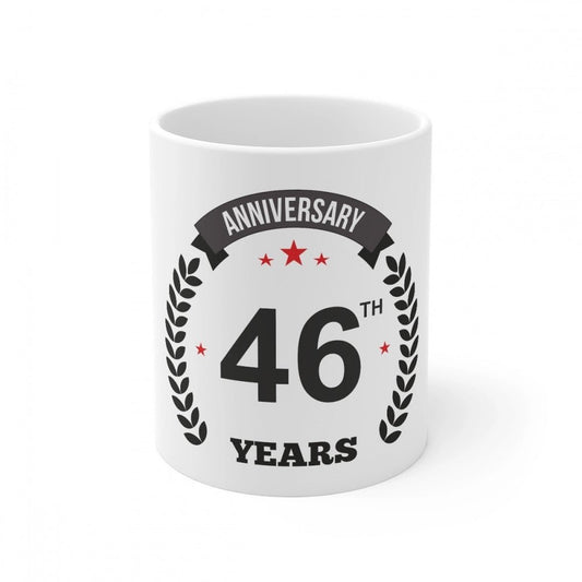 Generic Ceramic 46th Anniversary Printed Coffee Mug (Color: White, Capacity:330ml) - Aura Living Gear