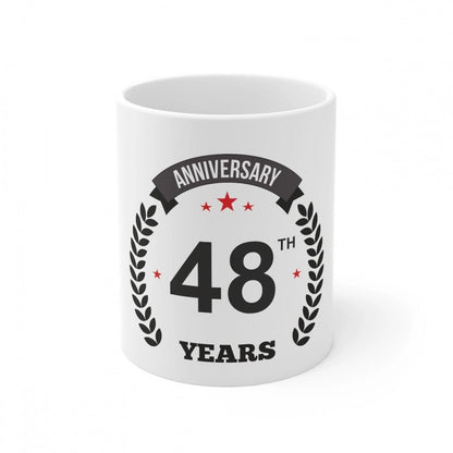 Generic Ceramic 48th Anniversary Printed Coffee Mug (Color: White, Capacity:330ml) - Aura Living Gear