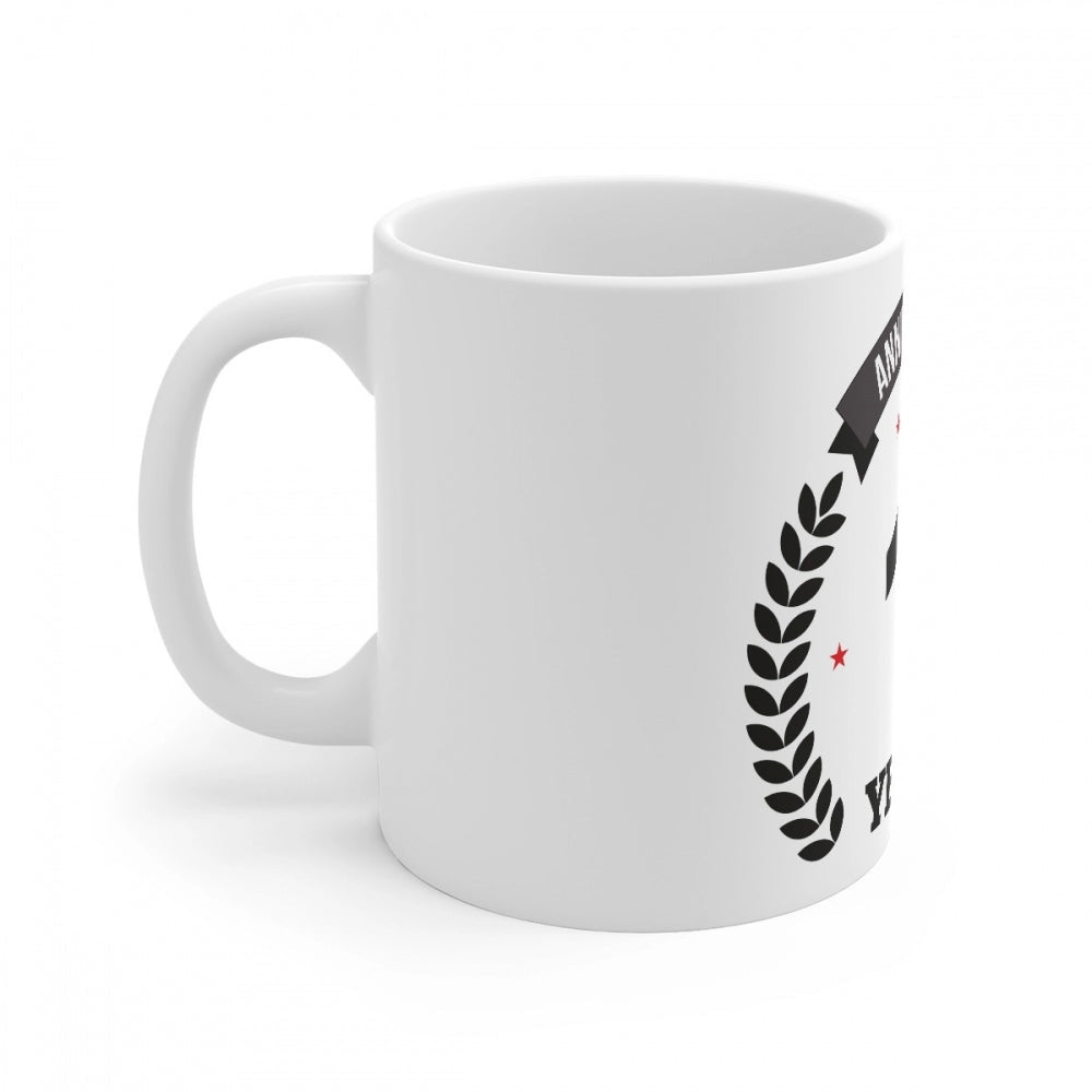 Generic Ceramic 8th Anniversary Printed Coffee Mug (Color: White, Capacity:330ml) - Aura Living Gear