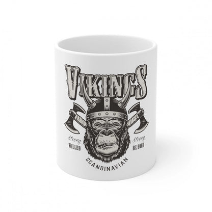 Generic Ceramic Gorila Desing Printed Coffee Mug (Color: White, Capacity:330ml) - Aura Living Gear