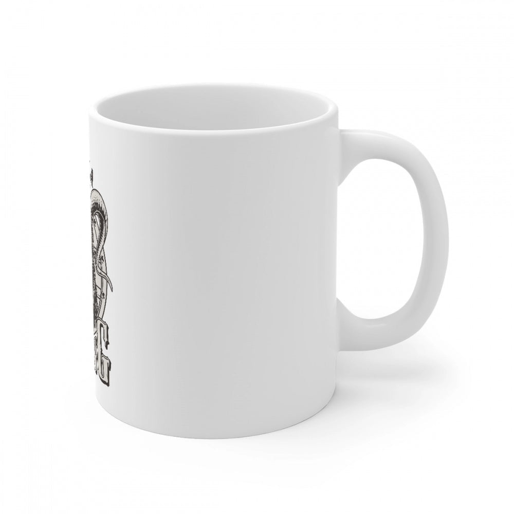Generic Ceramic Gorila Desing Printed Coffee Mug (Color: White, Capacity:330ml) - Aura Living Gear