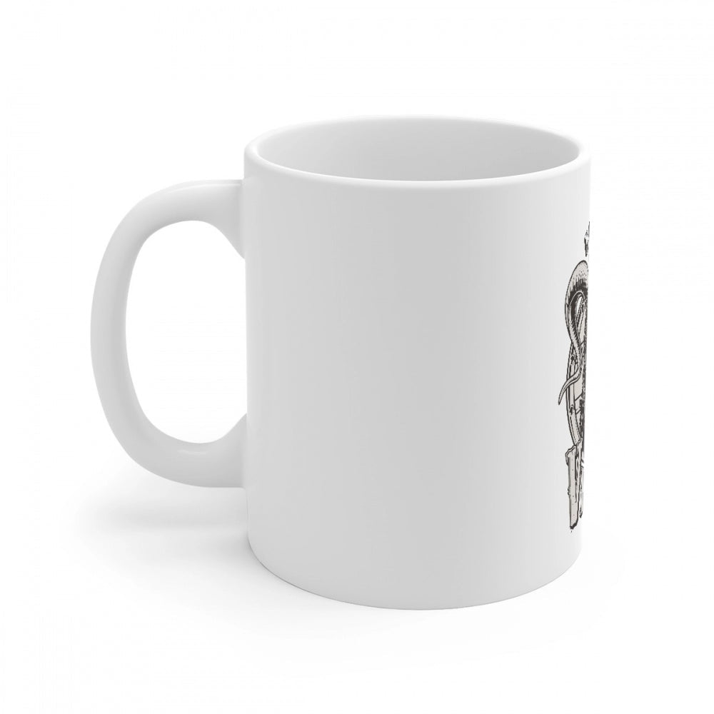 Generic Ceramic Gorila Desing Printed Coffee Mug (Color: White, Capacity:330ml) - Aura Living Gear