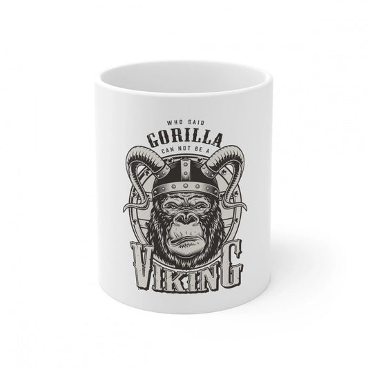 Generic Ceramic Gorila Desing Printed Coffee Mug (Color: White, Capacity:330ml) - Aura Living Gear