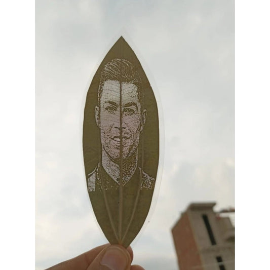 Generic Custom Engraved Leaf Art – Football Icon Portrait on Natural Lea - Aura Living Gear