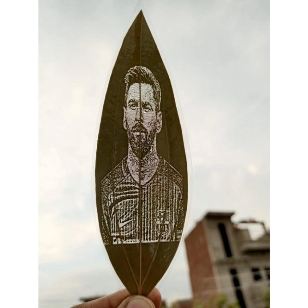 Generic Custom Engraved Leaf Art – Football Player Portrait on Natural Leaf - Aura Living Gear