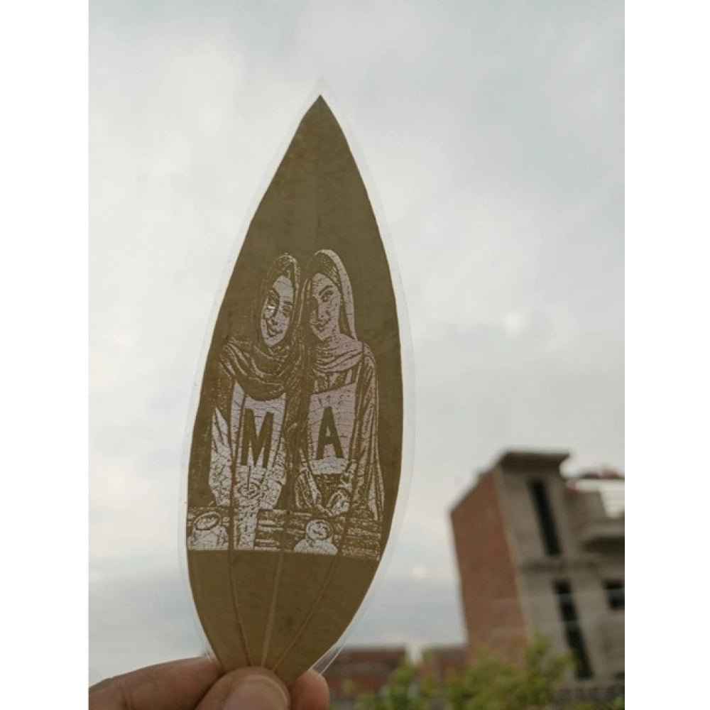 Generic Custom Friendship Portrait Engraved on Natural Leaf - Aura Living Gear