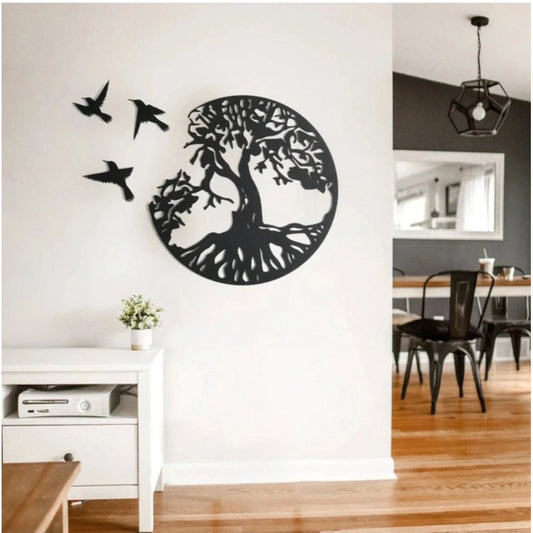 Generic Eternal Growth Tree of Life Wooden Wall Decor – Black - Aura Living Gear